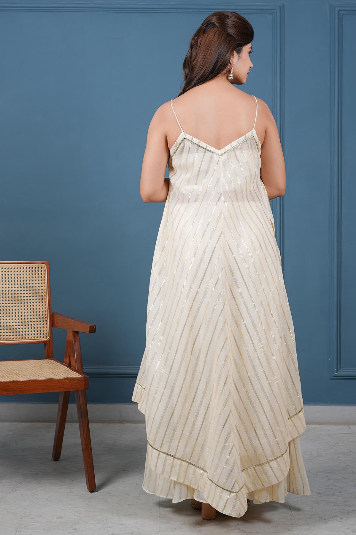 Off-White Asymmetric Kurta Set