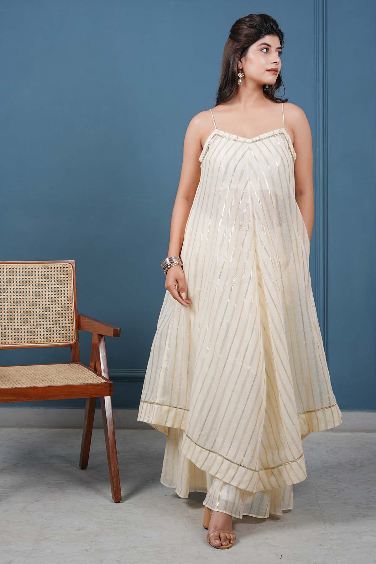 Imrie Off-White Asymmetric Kurta Set for women online at ScrollnShops