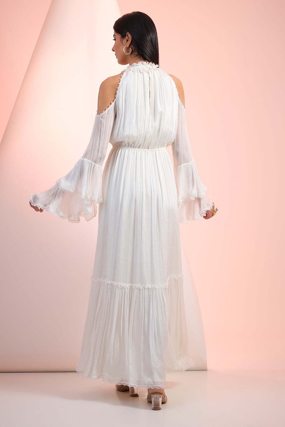 Off-White Chiffon Maxi Dress
