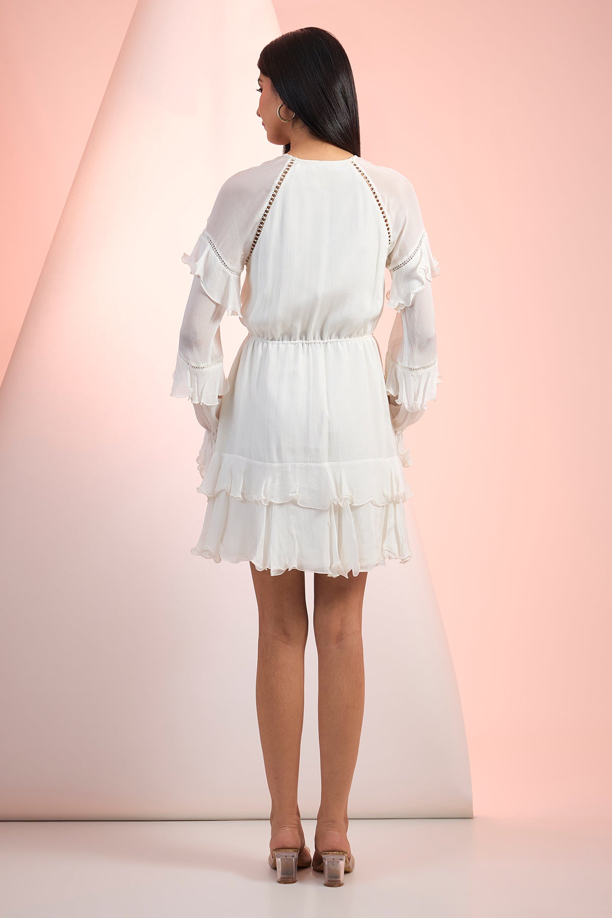 Off-White Chiffon Mini Dress