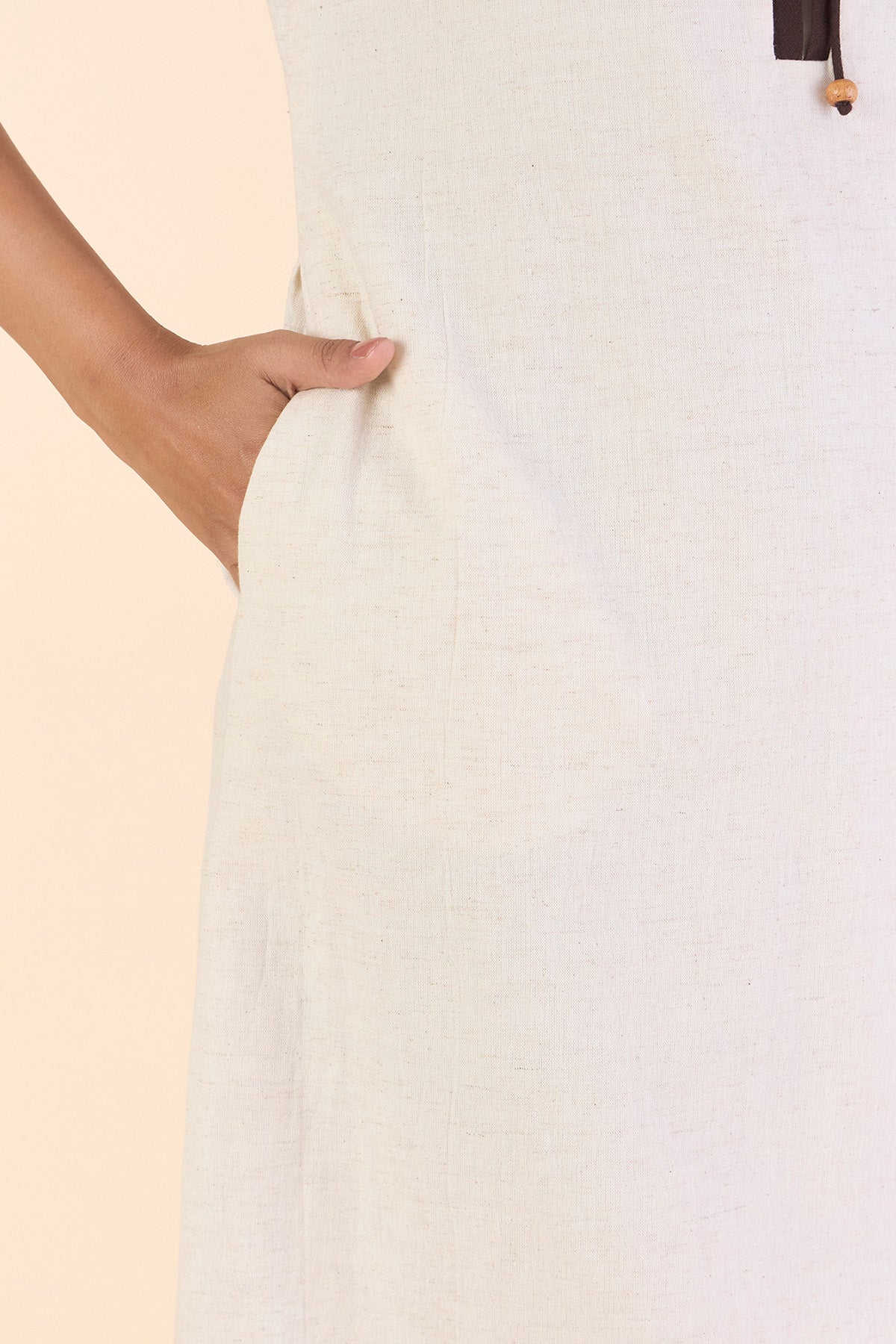 Off-White Cotton Tie-Up Dress