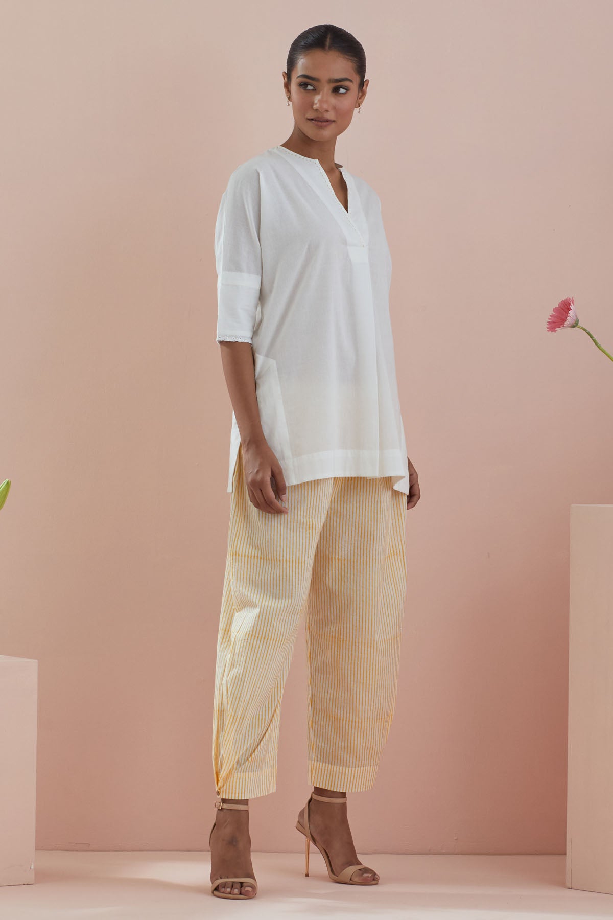 Off-White Cotton Tunic & Pants