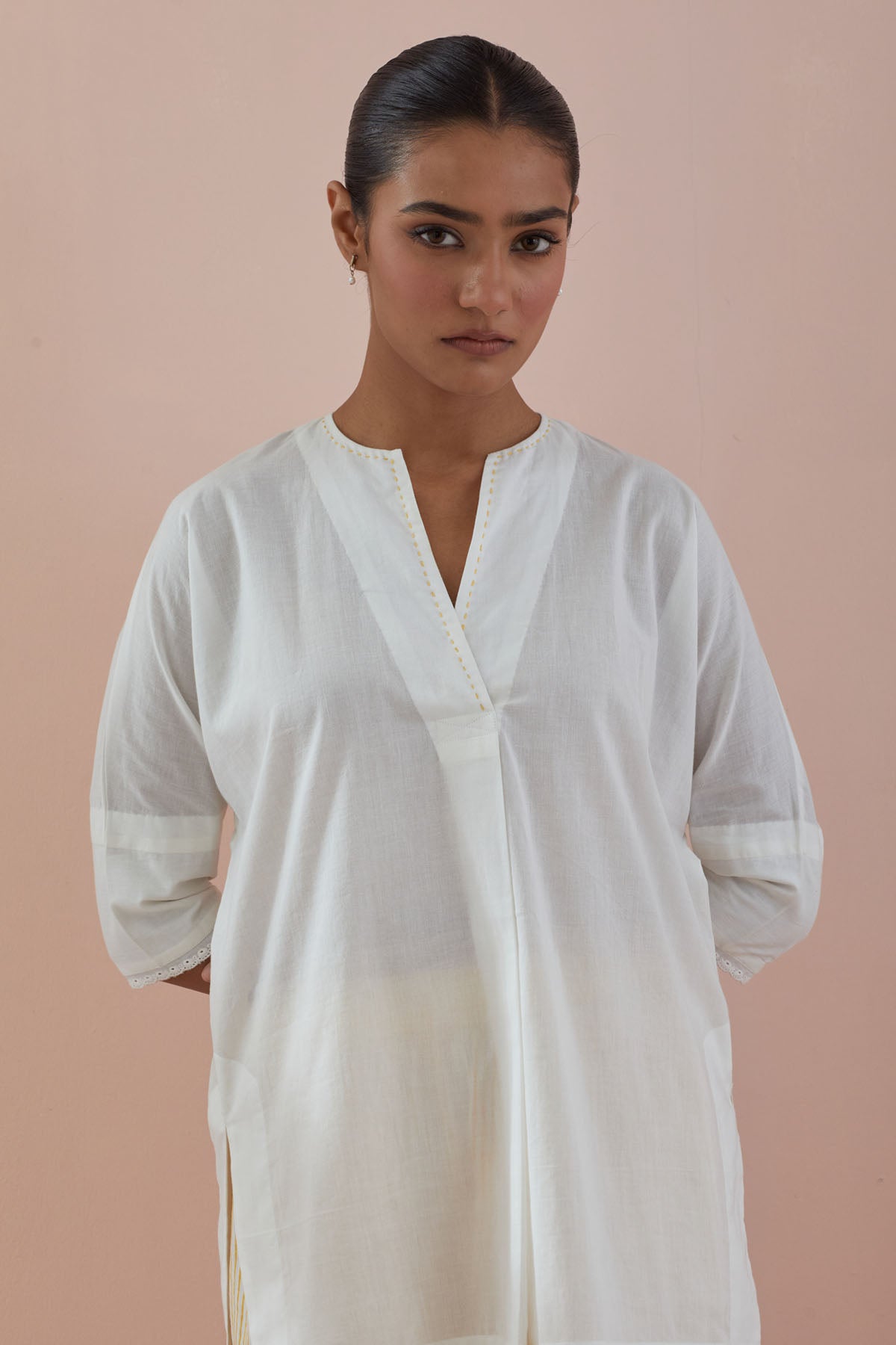 Off-White Cotton Tunic & Pants