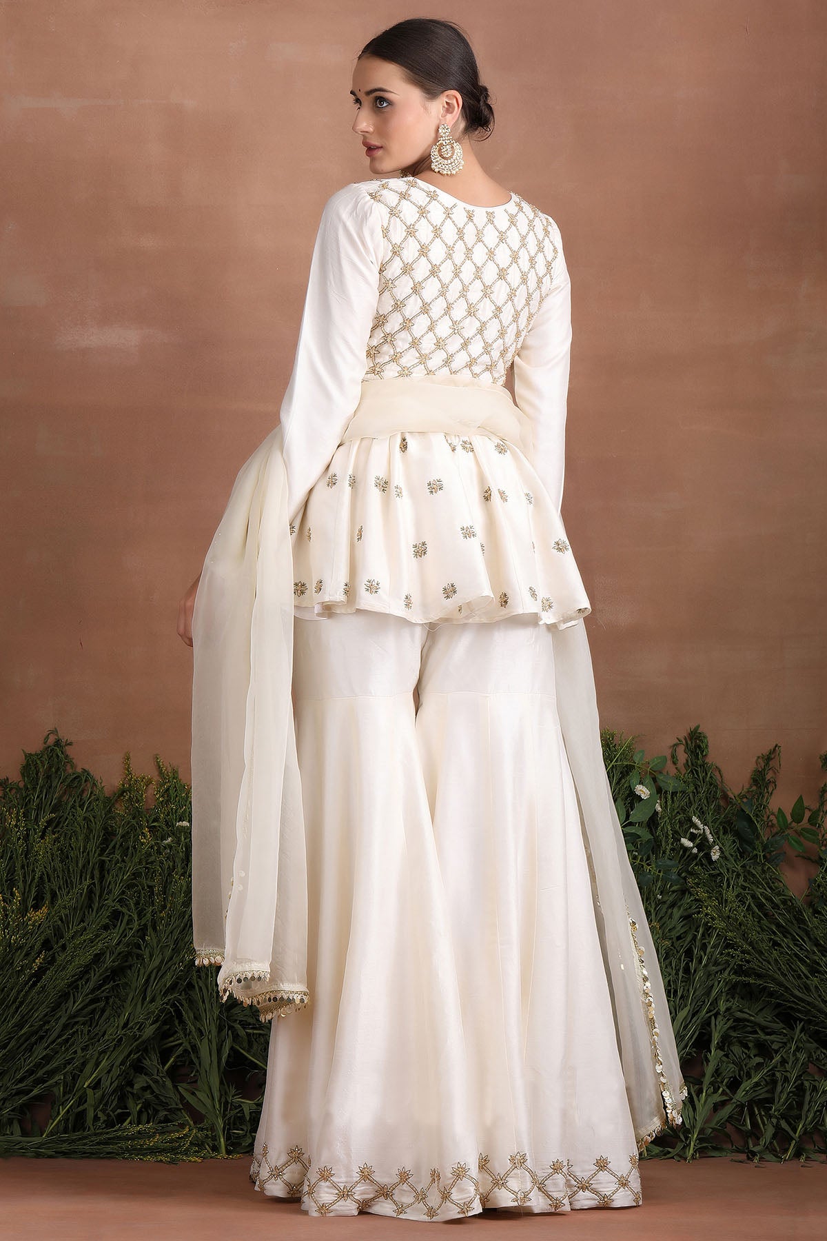 Off-White Embroidered Garara Set
