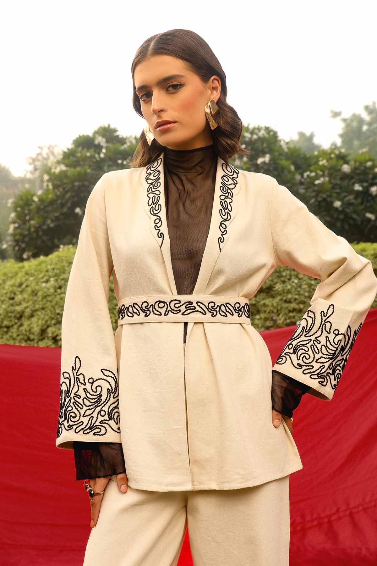 Buy Off-White Embroidered Jacket by Sewtable Clothing for women online at ScrollnShops