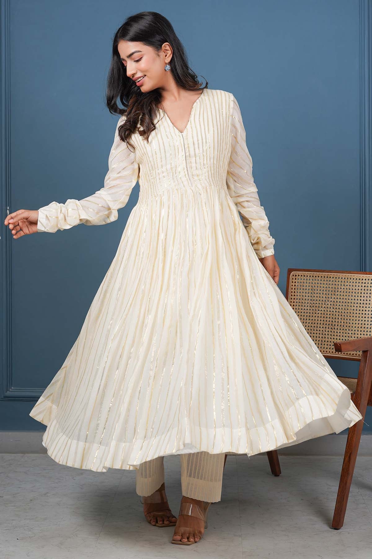 Imrie Off-White Flare Anarkali & Pants for women online at ScrollnShops