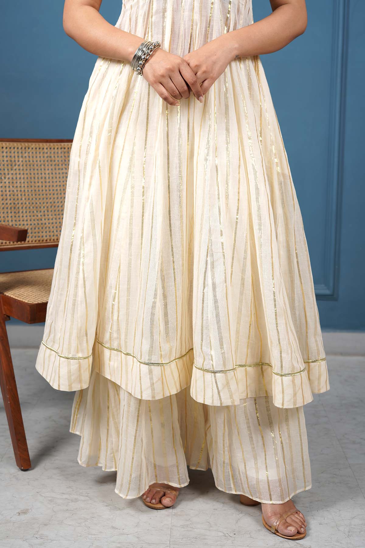 Off-White Flared Kurta & Pants