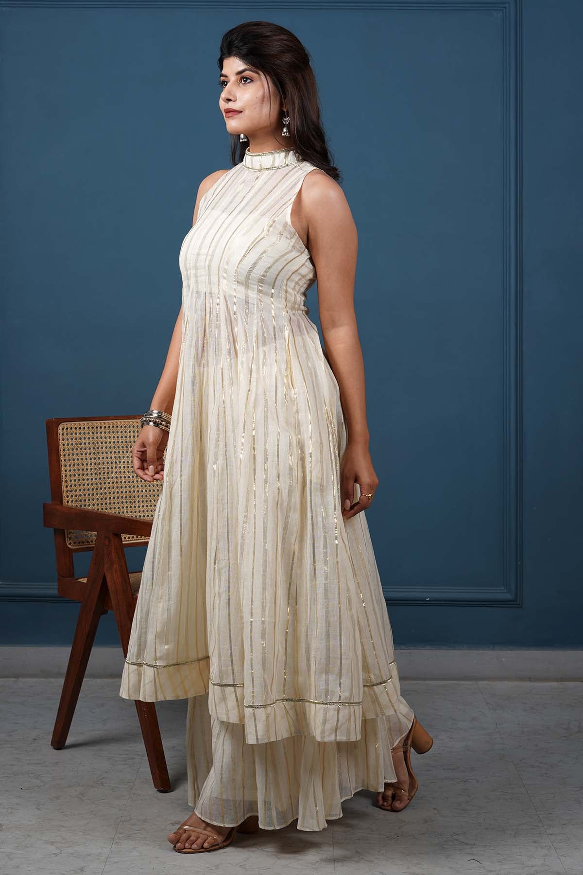 Off-White Flared Kurta & Pants