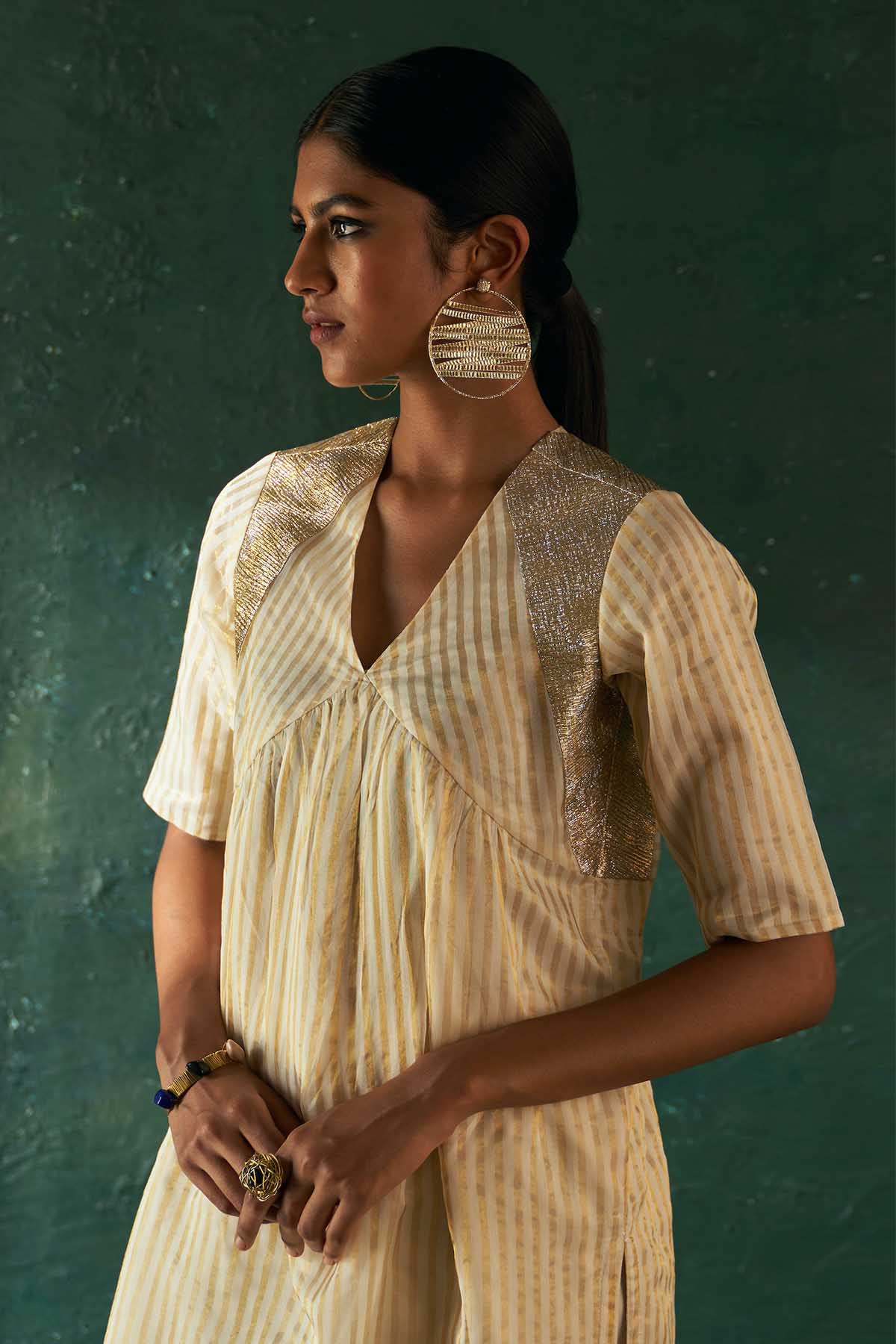 Gota Work Off-White Kurta Set