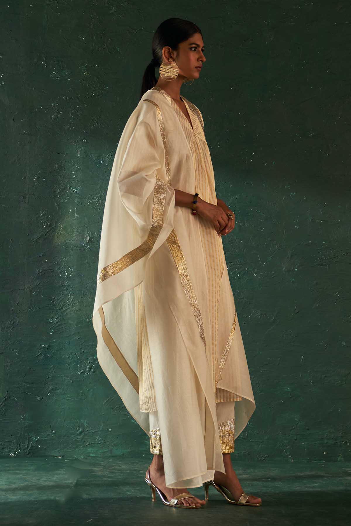Gota Work Off-White Kurta Set