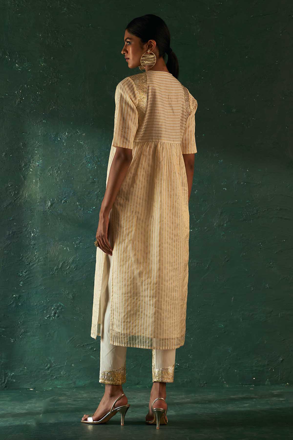 Gota Work Off-White Kurta Set