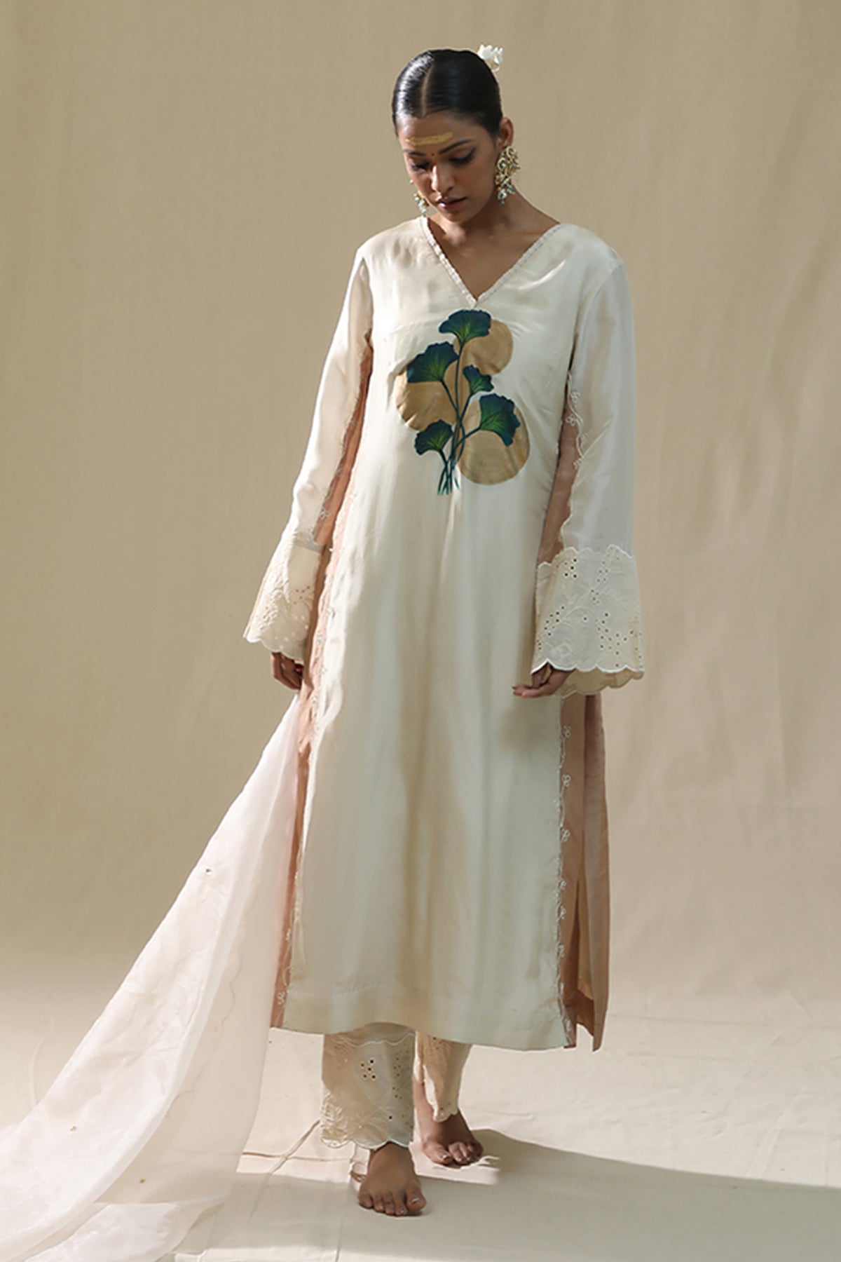 Off-White Handpainted Kurta Set