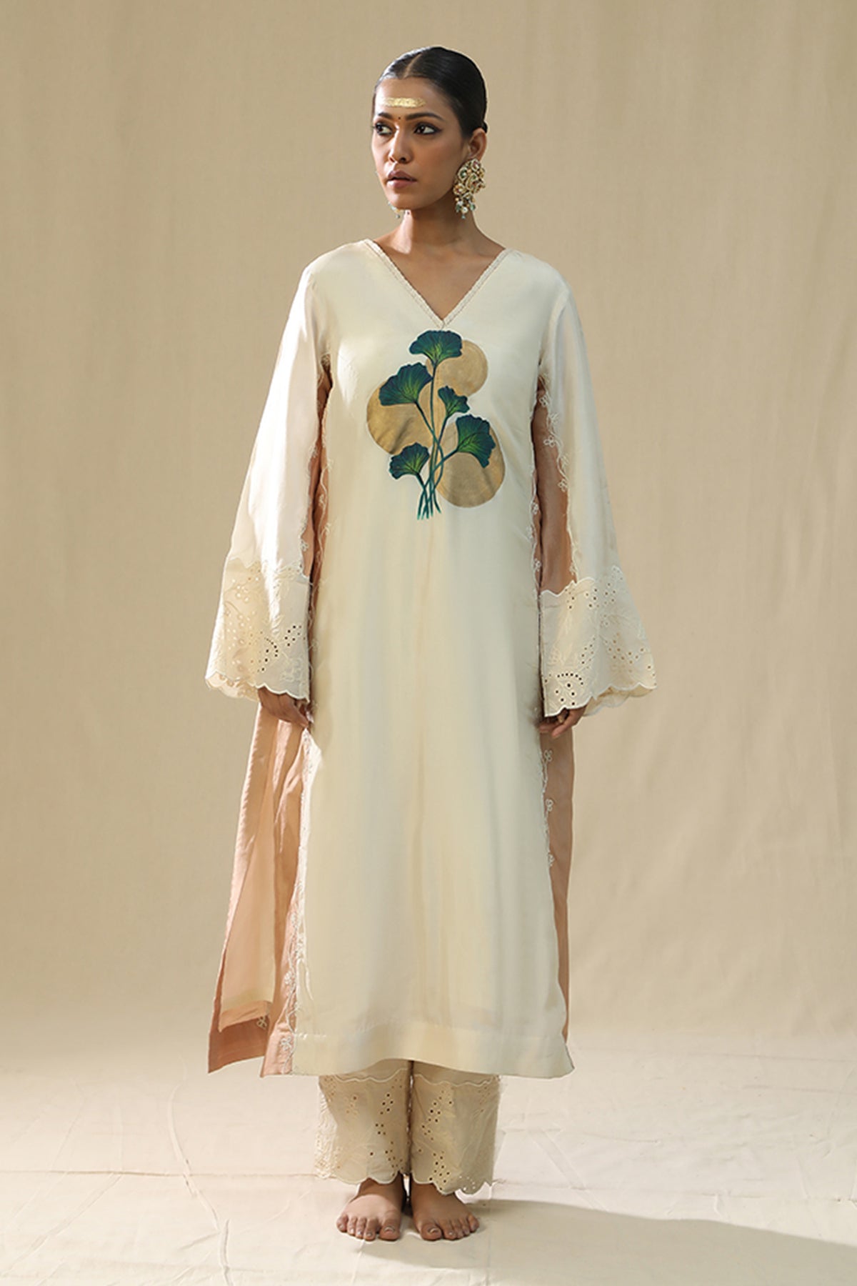Off-White Handpainted Kurta Set