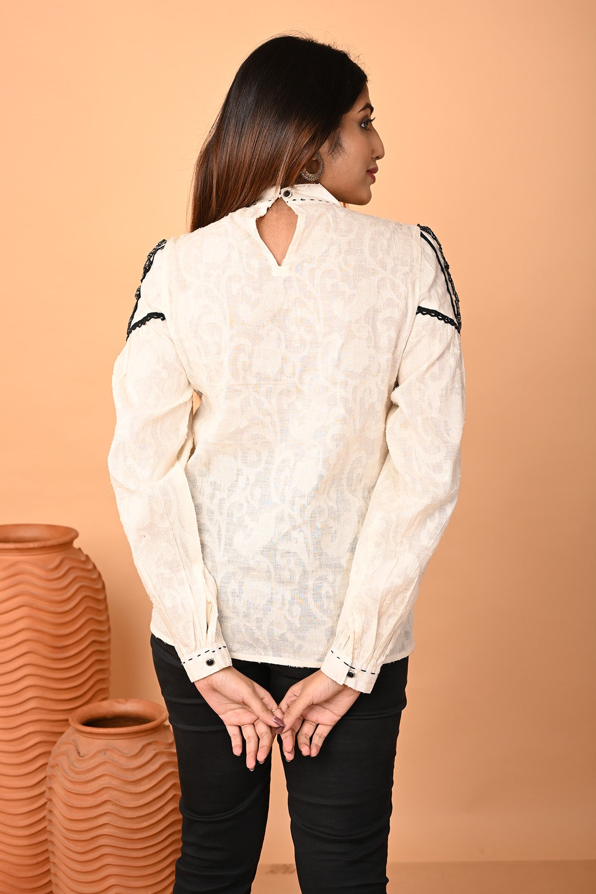 Off-White Lace Embroidered Top