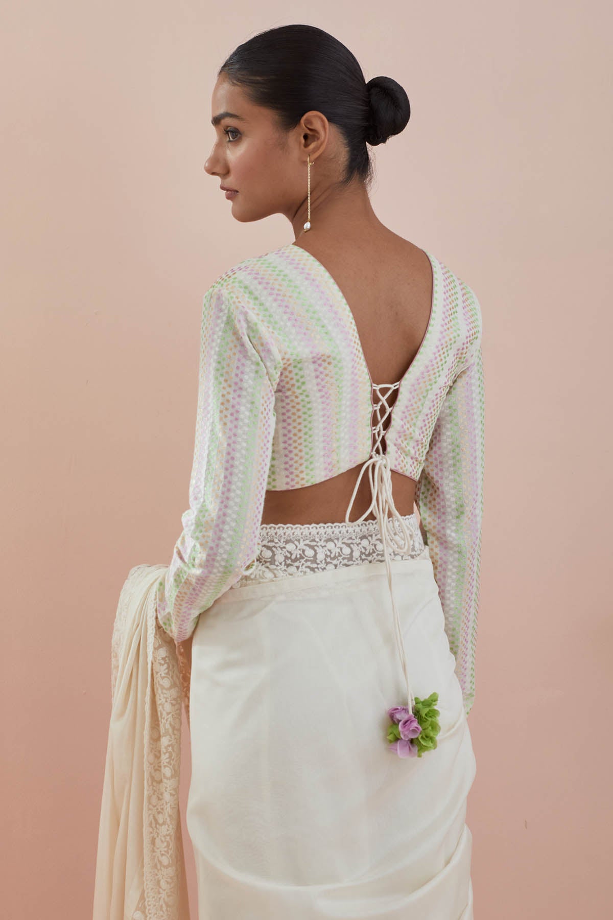 Off-White Lace Saree & Blouse