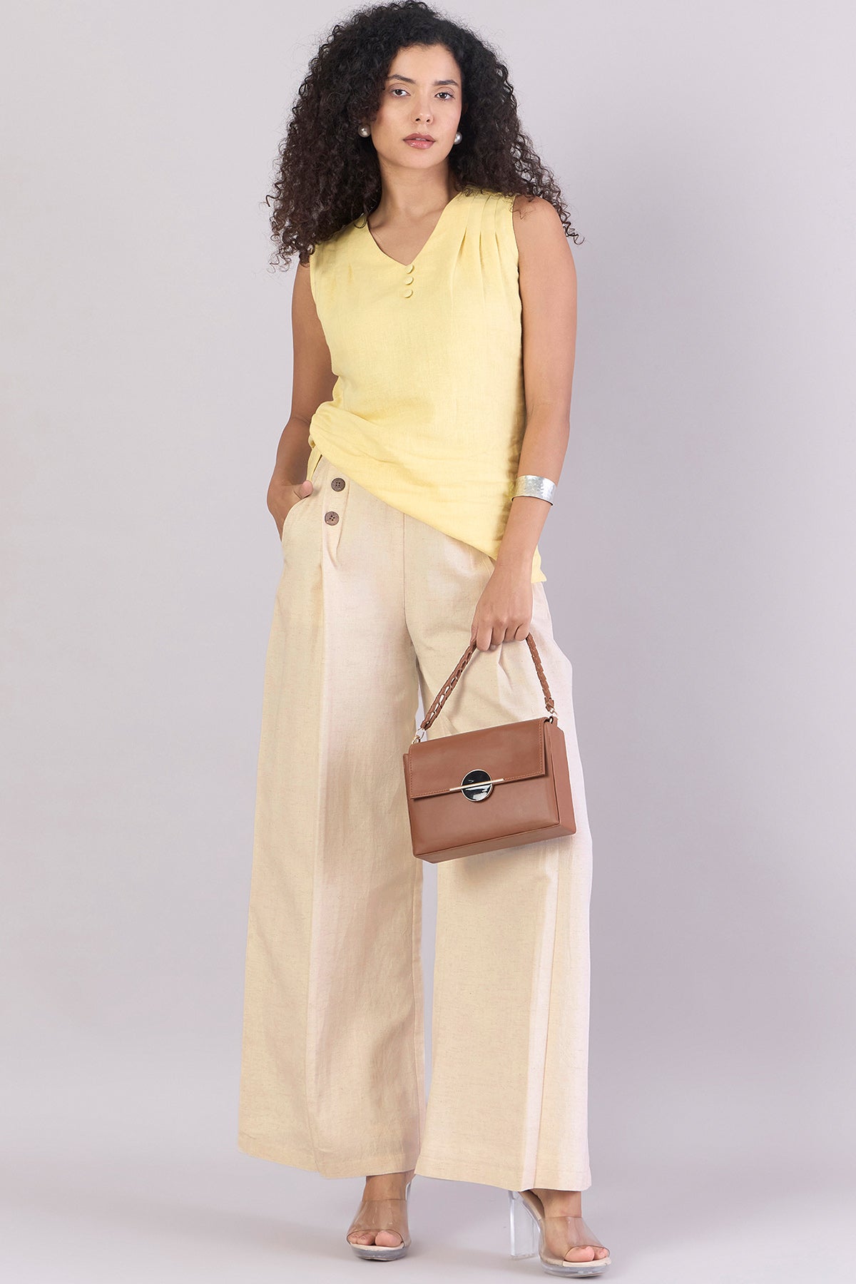 Off-White Linen Pleated Trousers