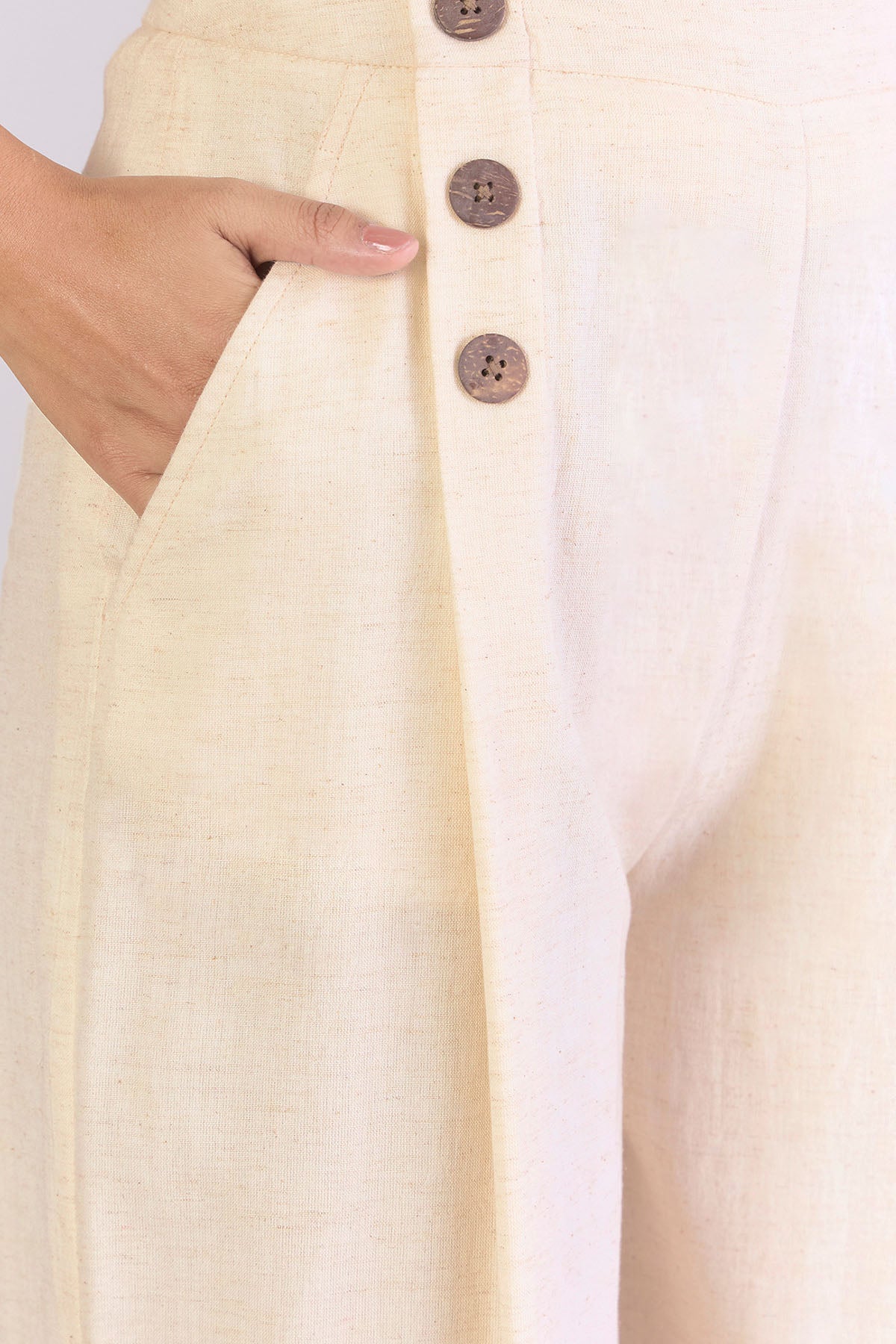 Off-White Linen Pleated Trousers