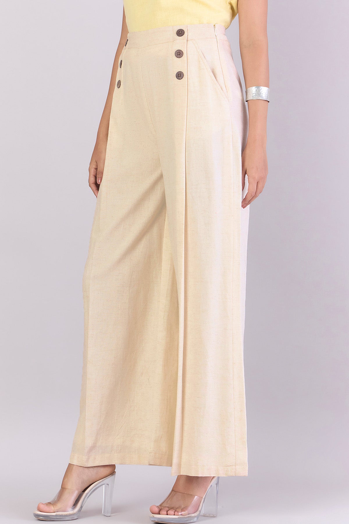 Off-White Linen Pleated Trousers