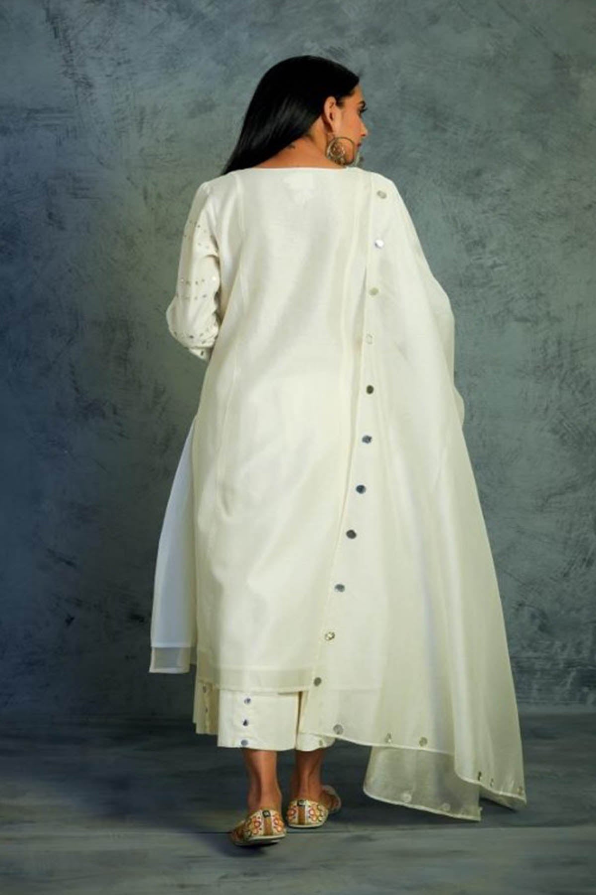 Off-White Mirror Work Kurta Set