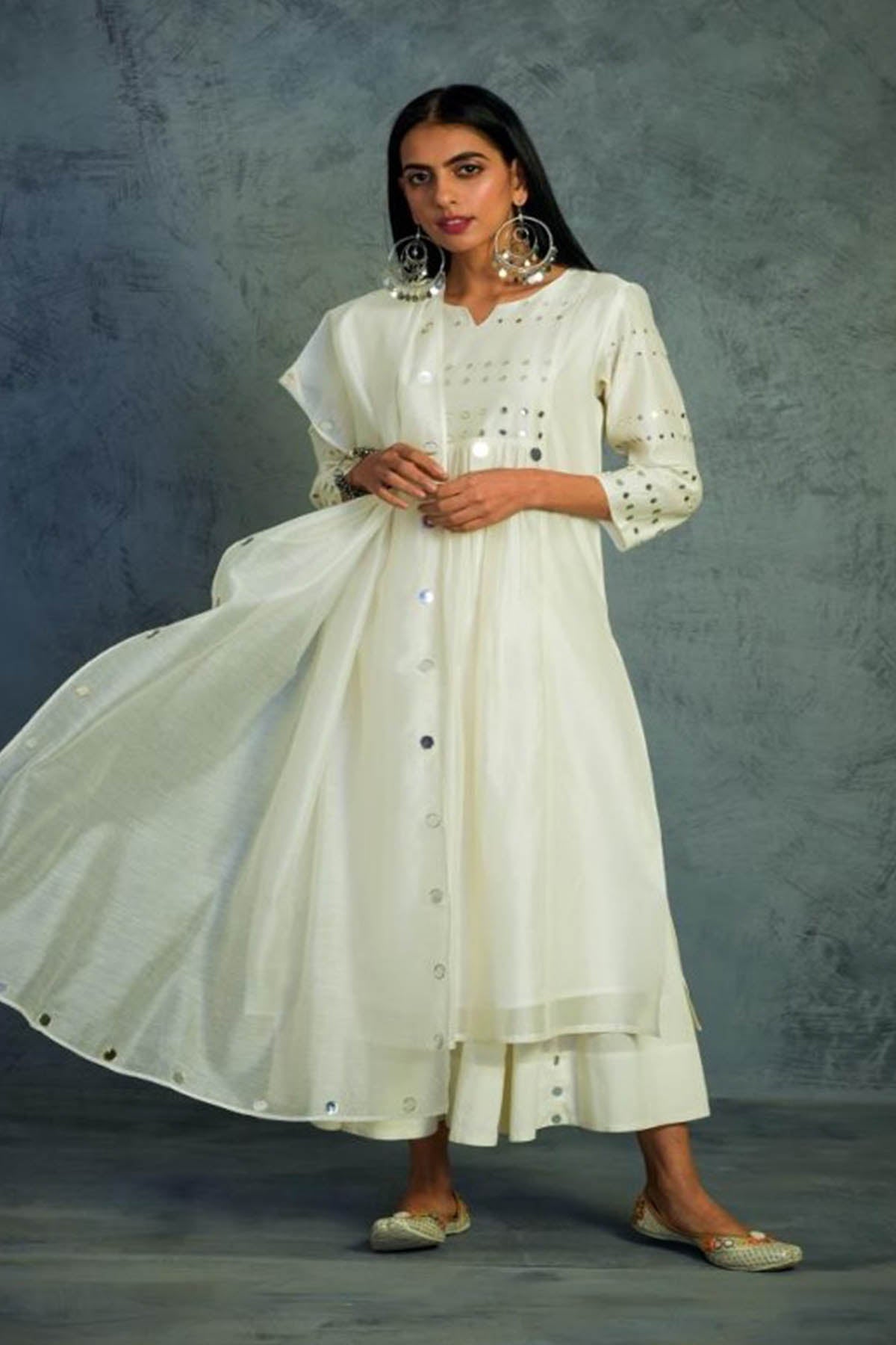 Off-White Mirror Work Kurta Set