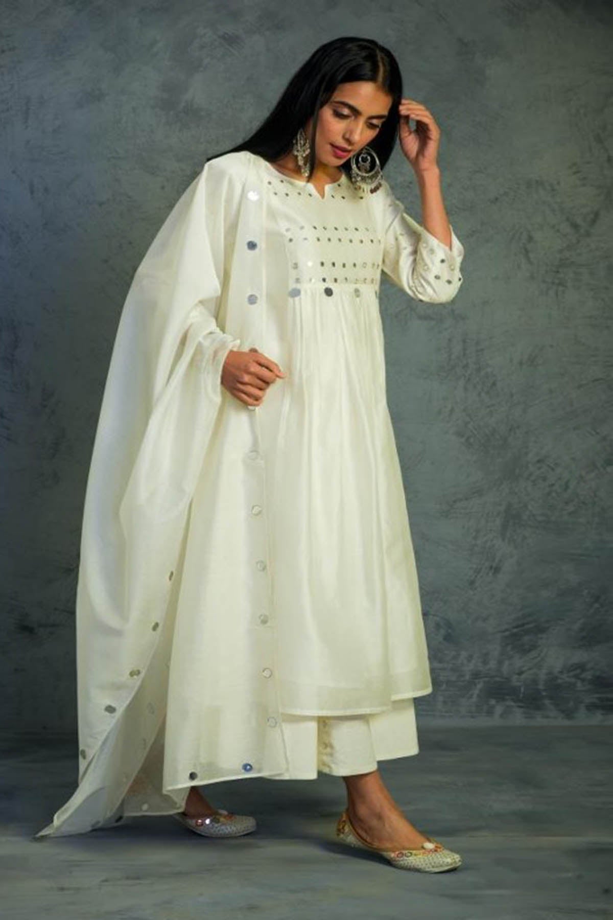 Off-White Mirror Work Kurta Set