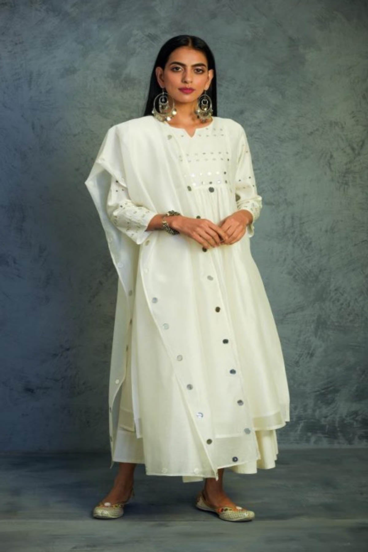 Off-White Mirror Work Kurta Set
