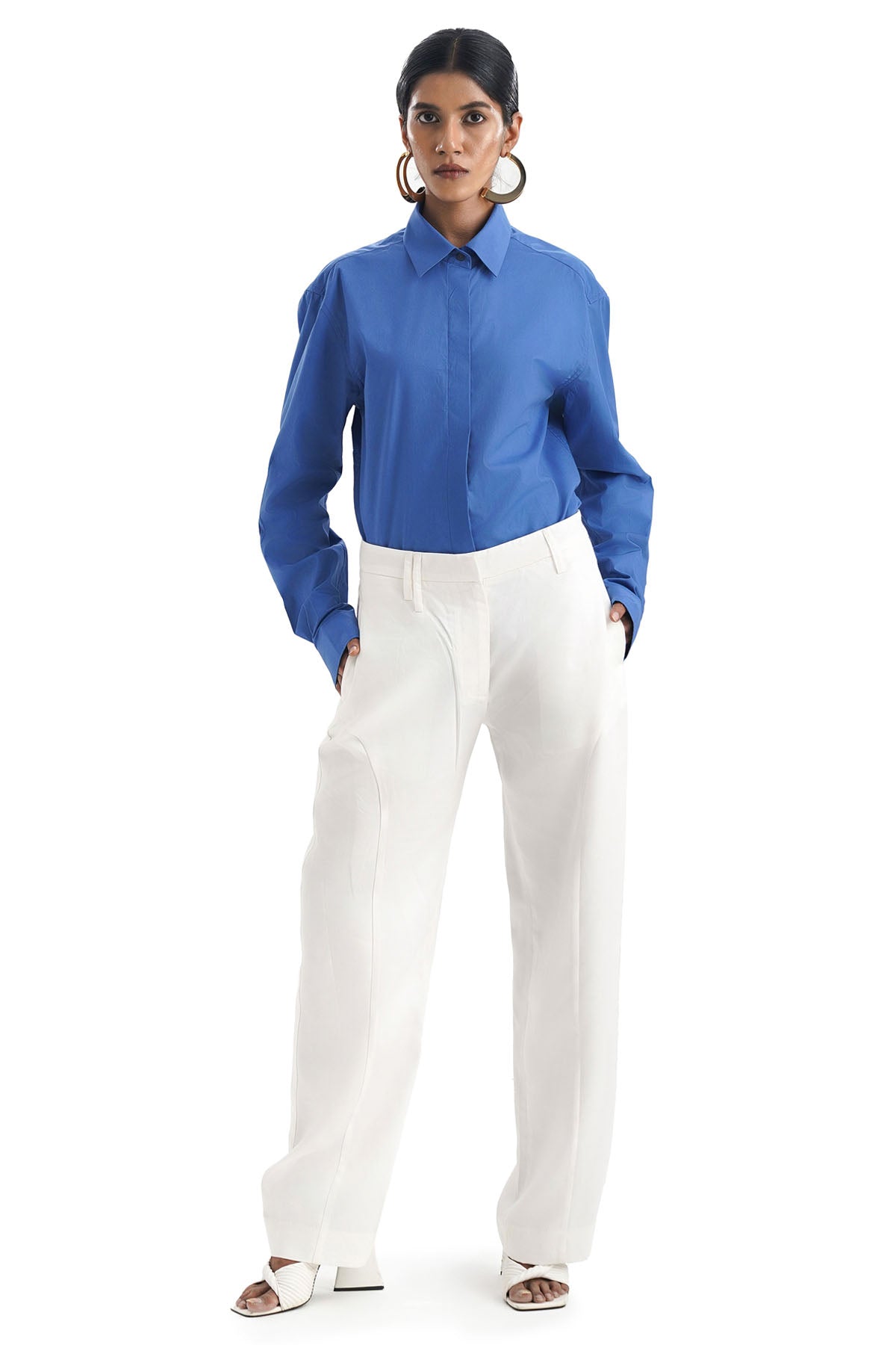 Buy Notre Ame Off-White Panelled Tencel Pants For Women Online at ScrollnShops