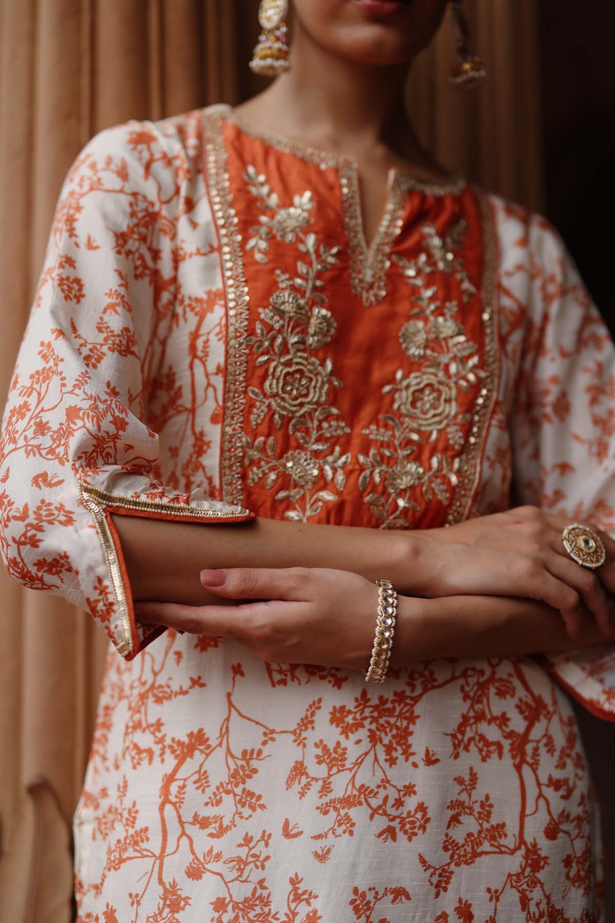 Off-White Printed Kurta & Pants