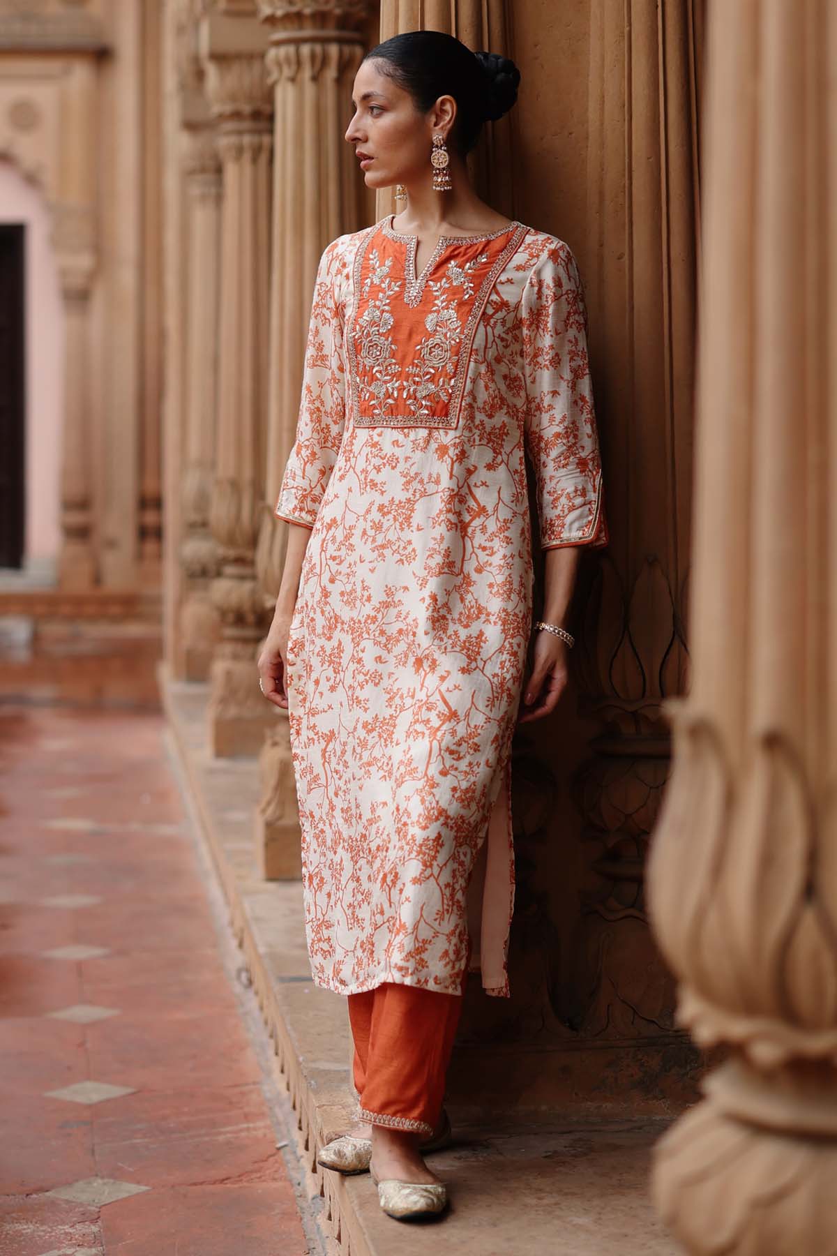 Megha Pitti Off-White Printed Kurta & Pants for women online at ScrollnShops