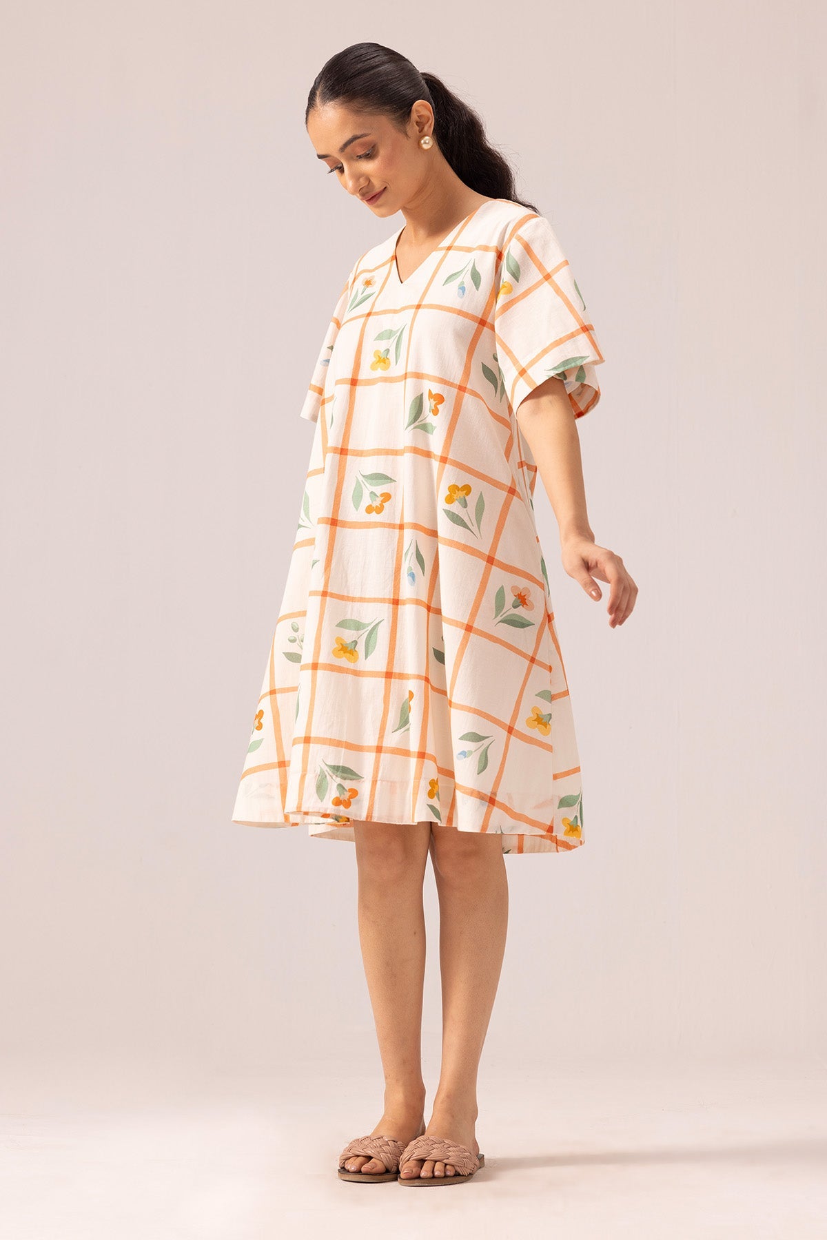 Buy Off-White Short Midi Relax Dress By Label Shreya Sharma For Women Online at ScrollnShops