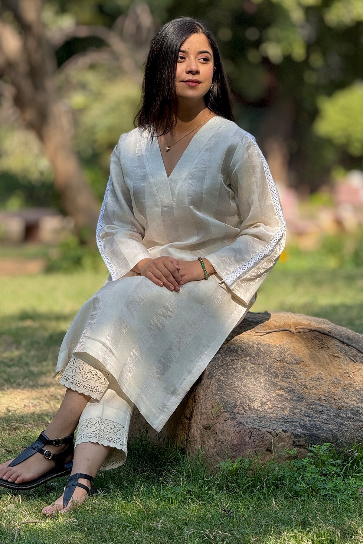 Off-White Stripes Kurta Set