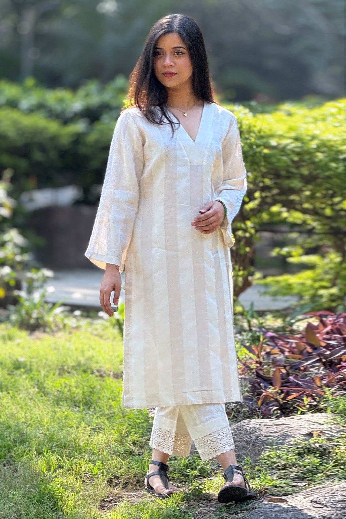Off-White Stripes Kurta Set