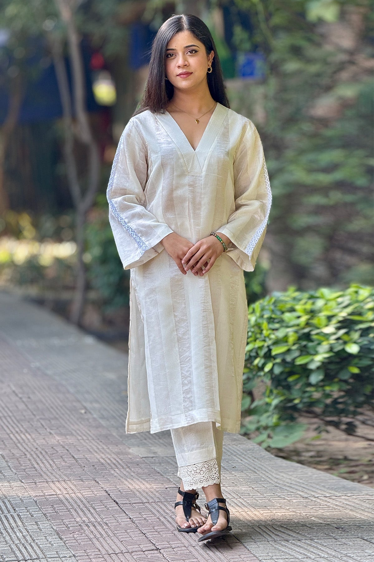 Off-White Stripes Kurta Set