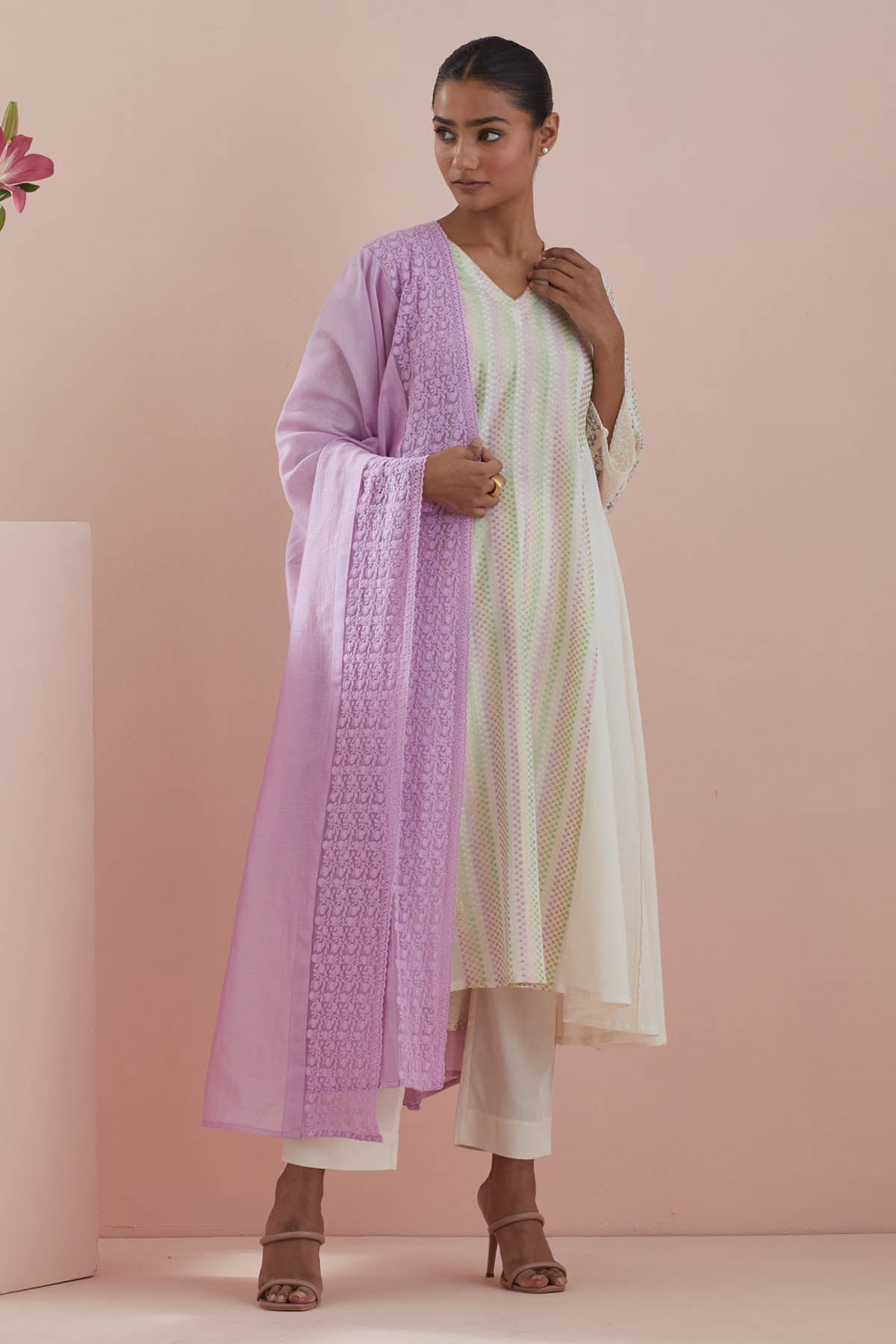 Vinusto Off-White Waves Anarkali Set  for women online at ScrollnShops