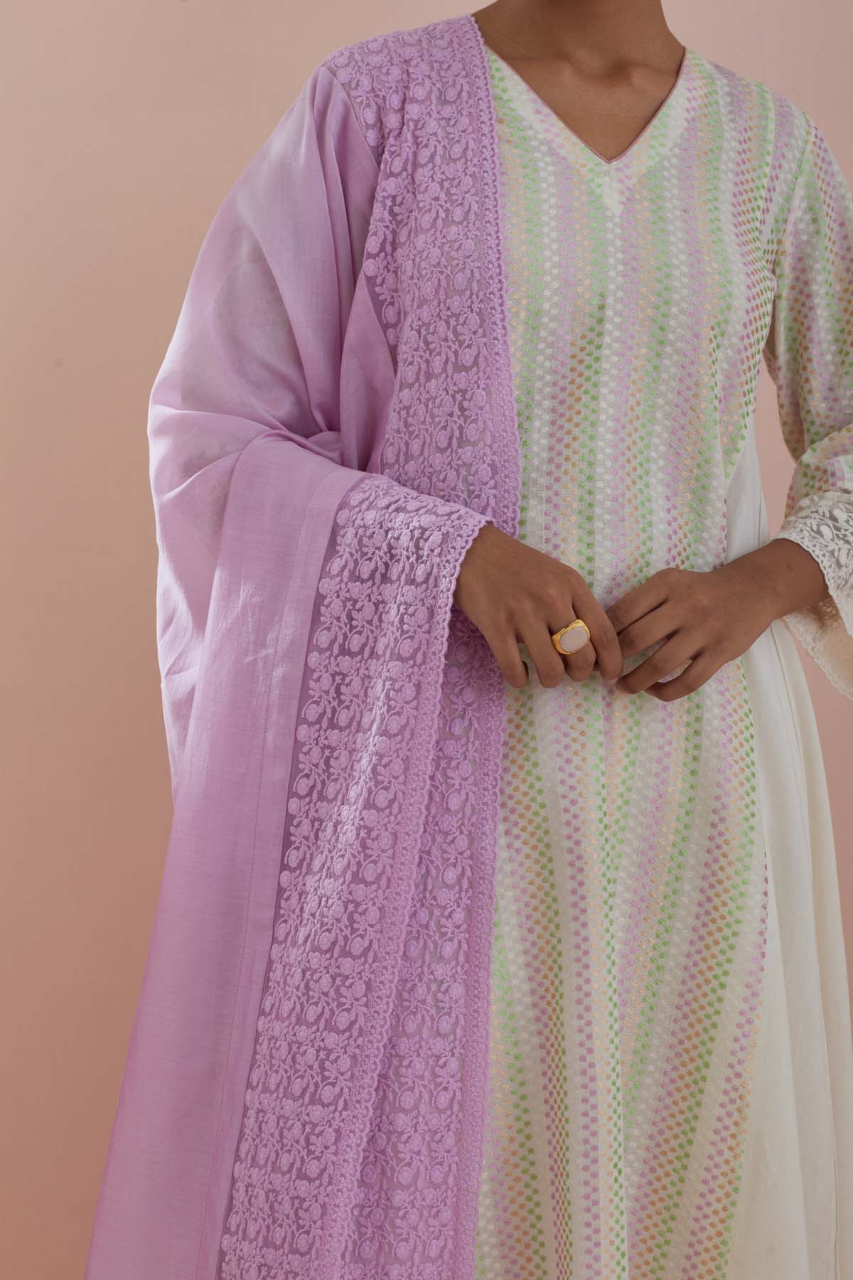 Off-White Waves Anarkali Set