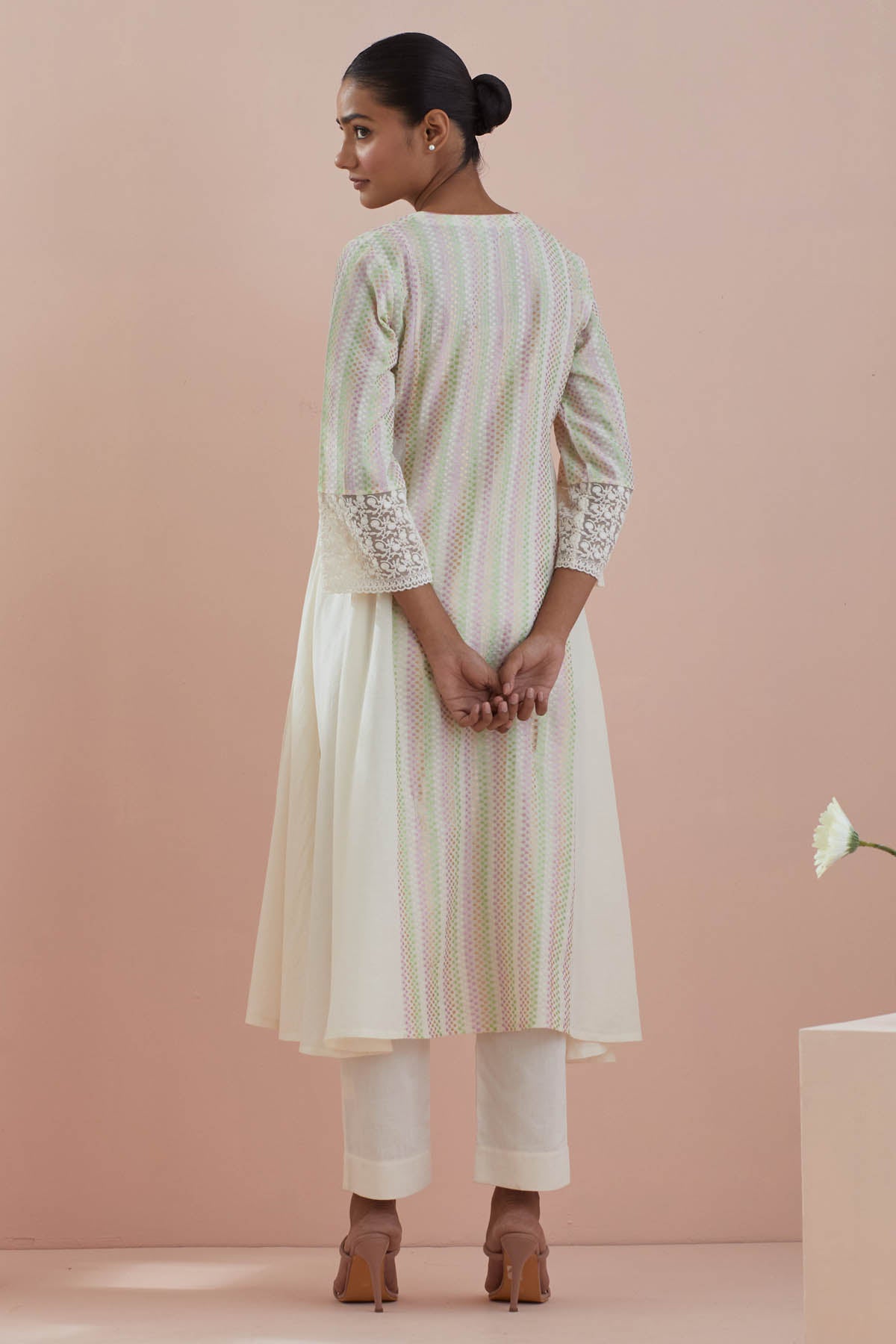 Off-White Waves Anarkali Set