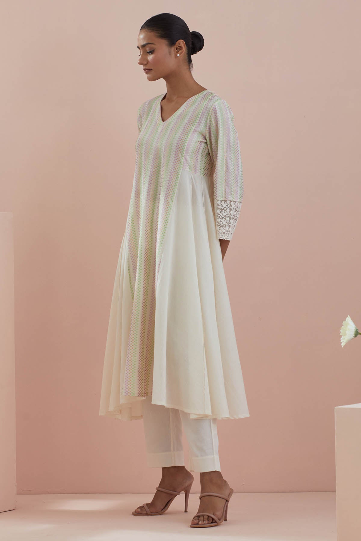 Off-White Waves Anarkali Set