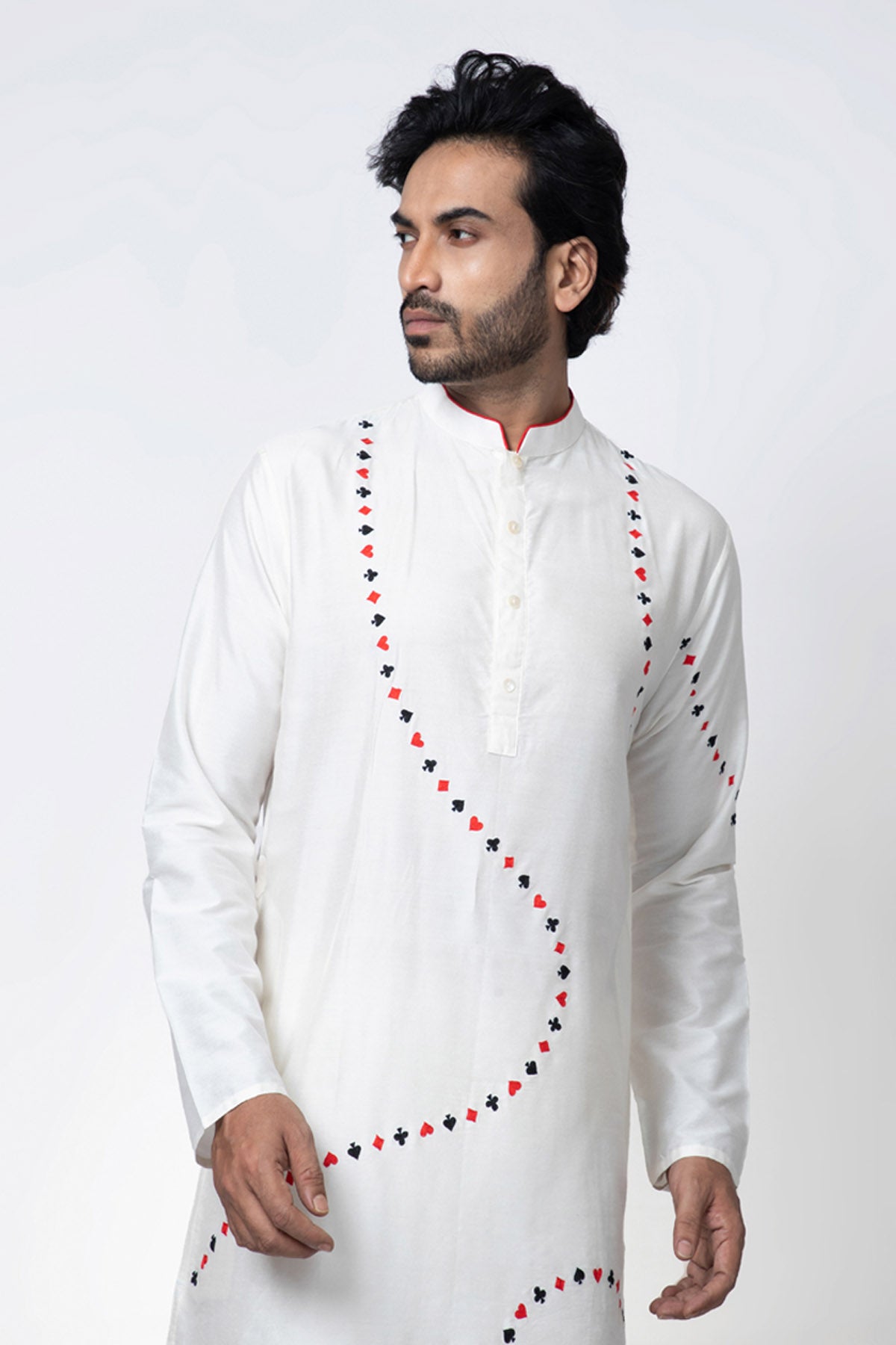 Off-white Cotton Silk Kurta Set