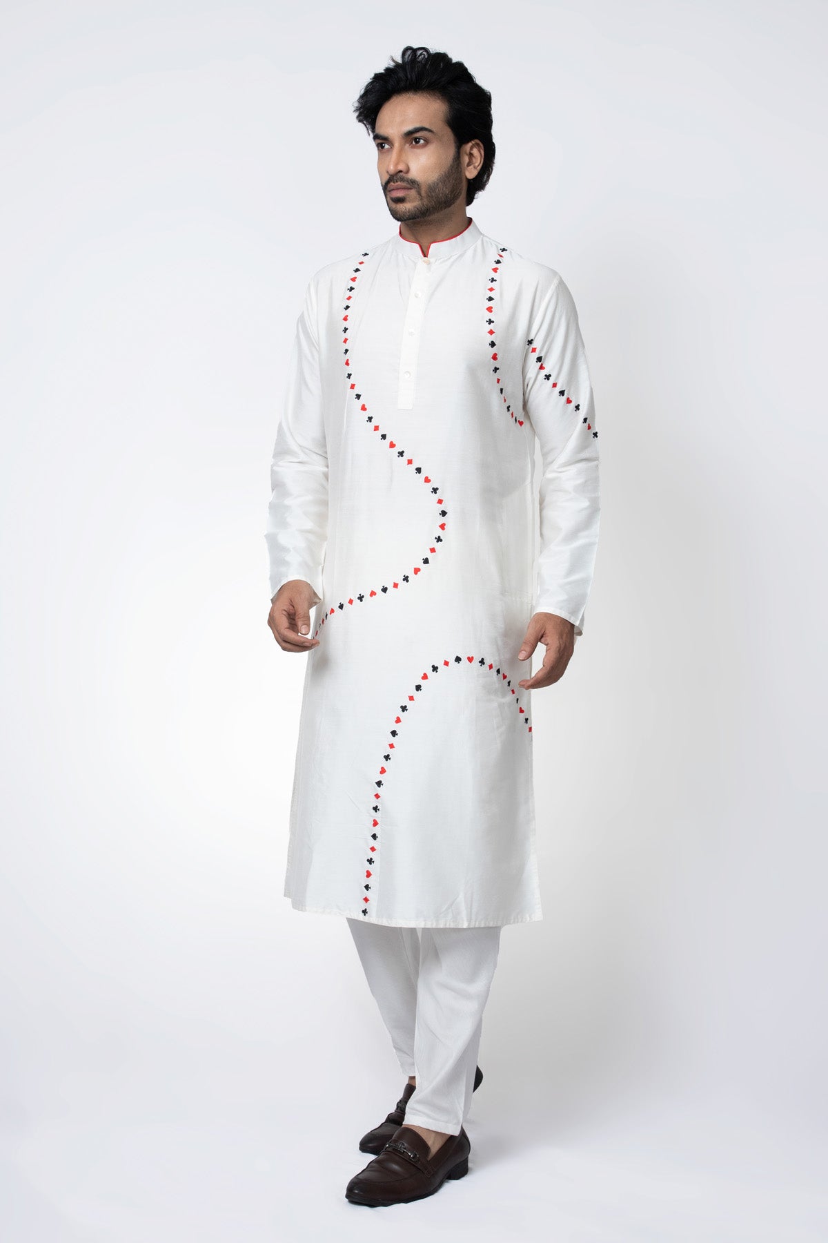 Off-white Cotton Silk Kurta Set
