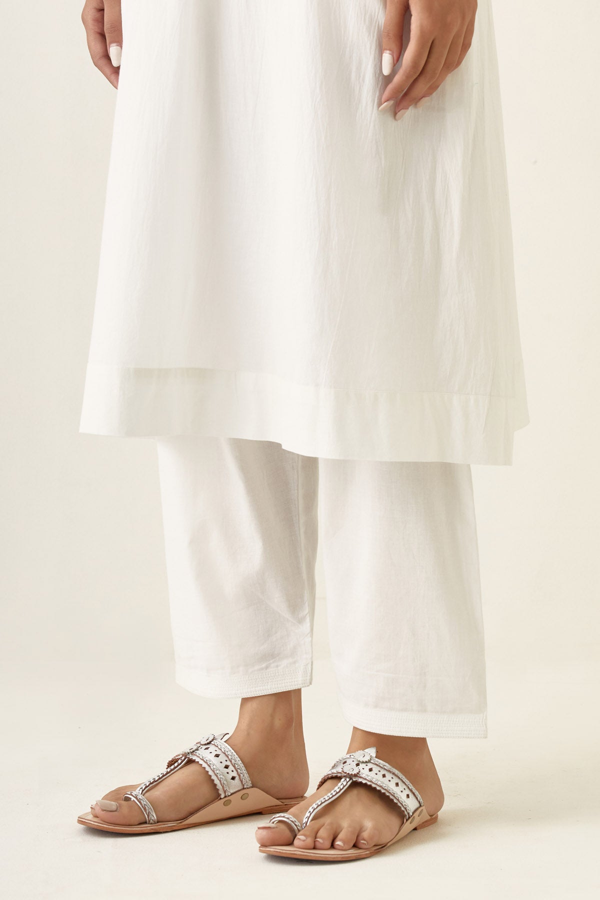 Off-white Embroidered Kurta Set