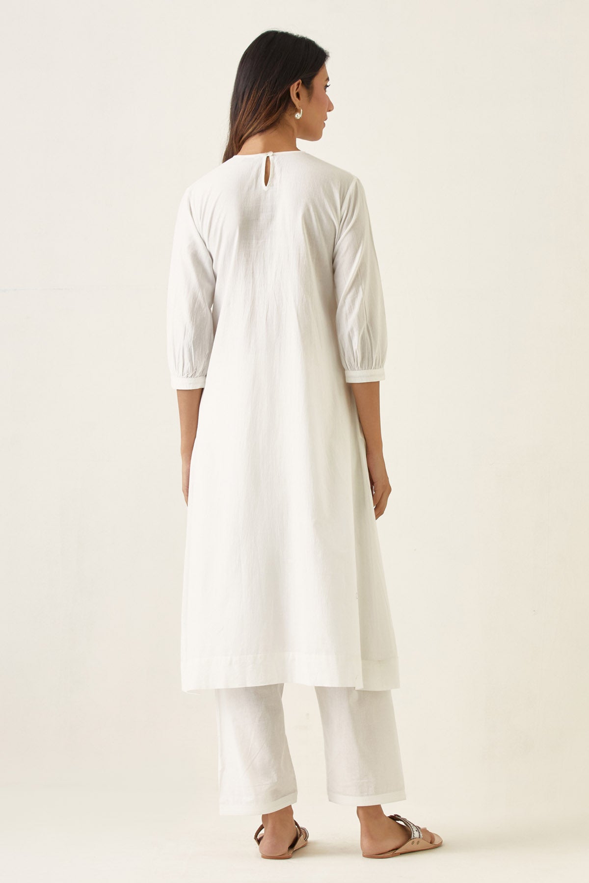 Off-white Embroidered Kurta Set