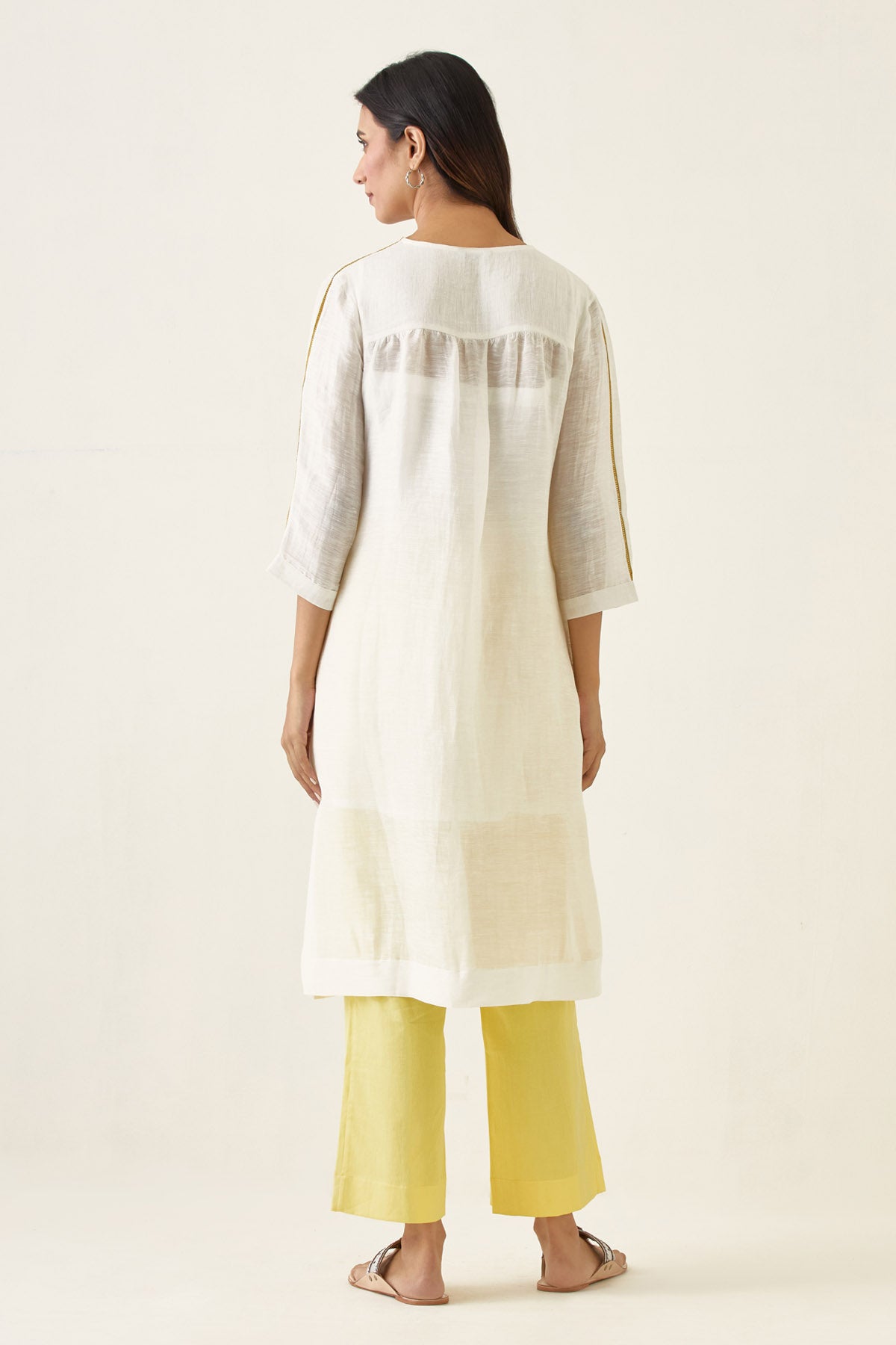Off-white Linen Silk Kurta Set