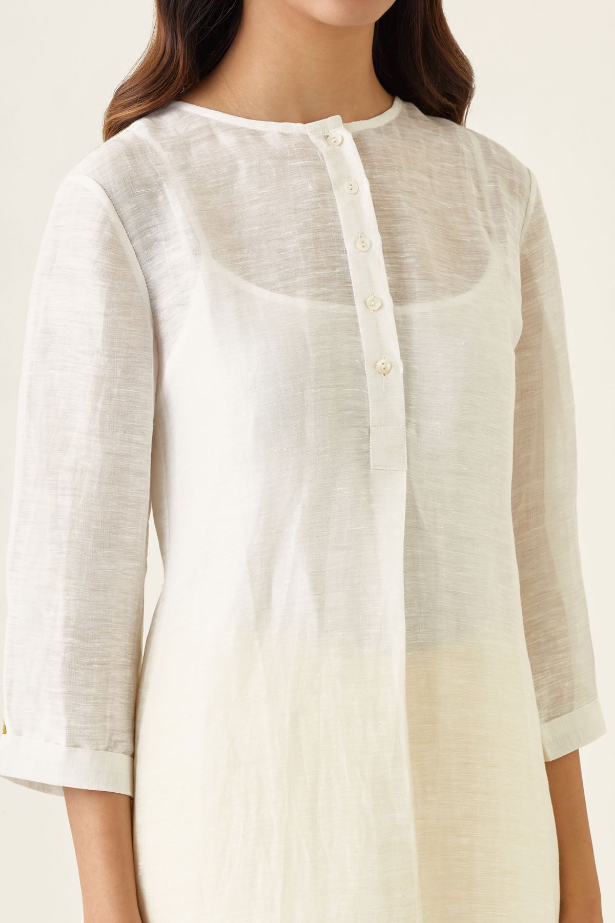 Off-white Linen Silk Kurta Set