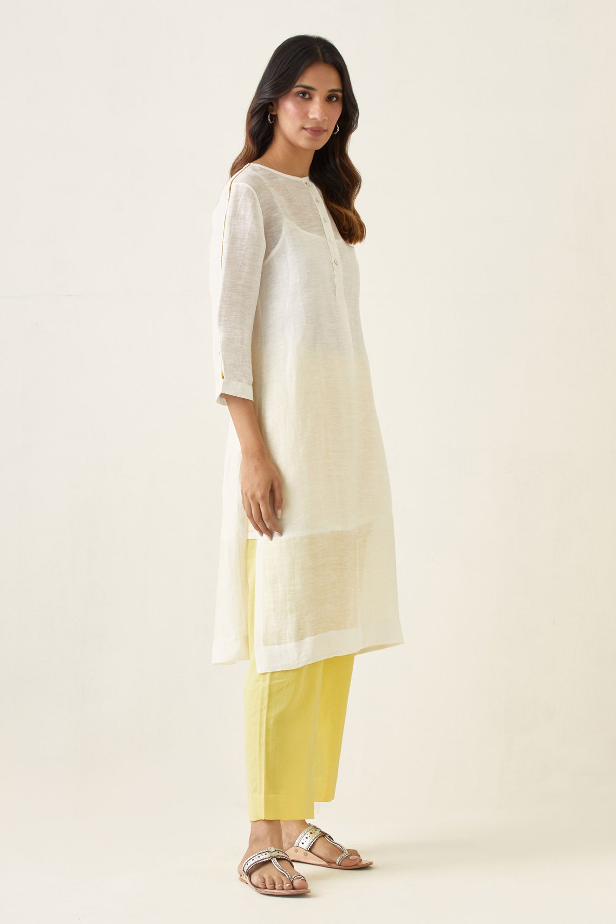Off-white Linen Silk Kurta Set