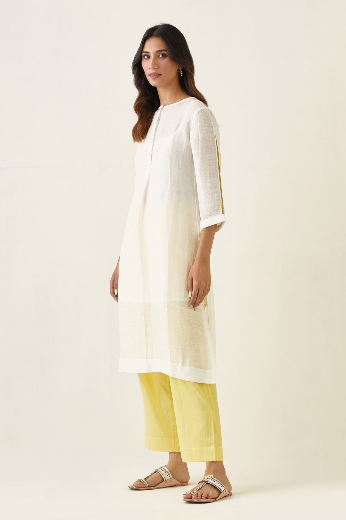 Off-white Linen Silk Kurta Set