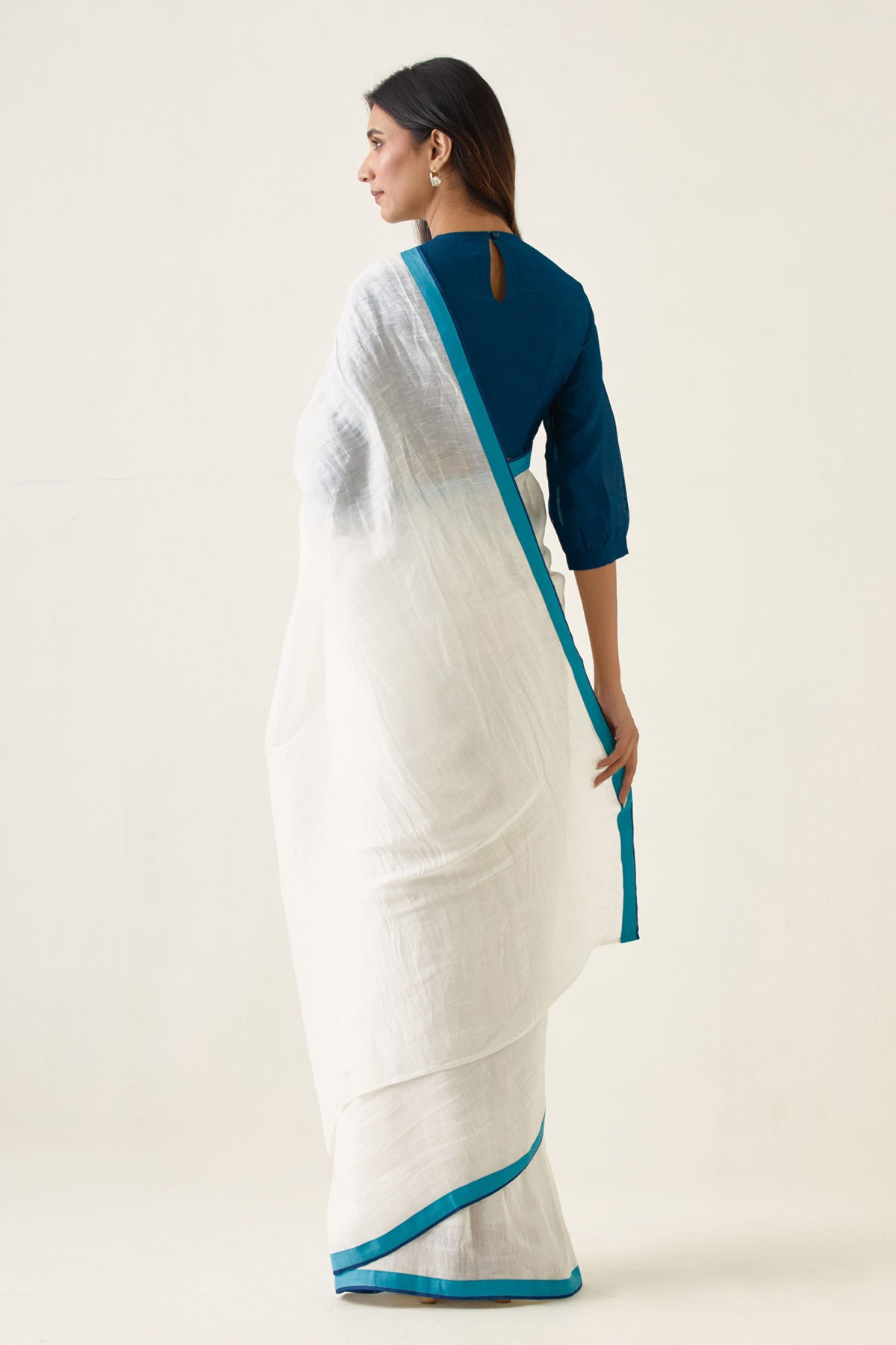 Off-white Linen Silk Saree