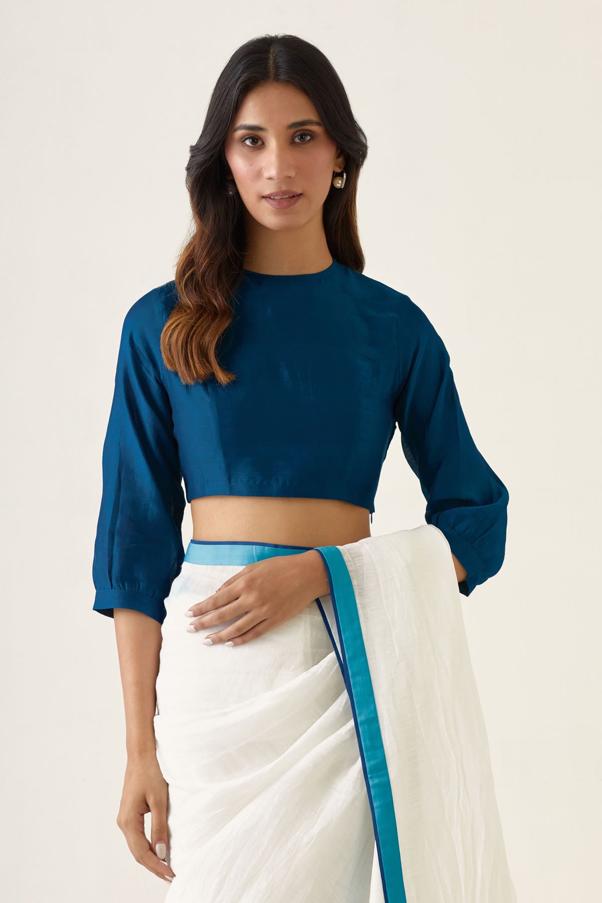 Off-white Linen Silk Saree