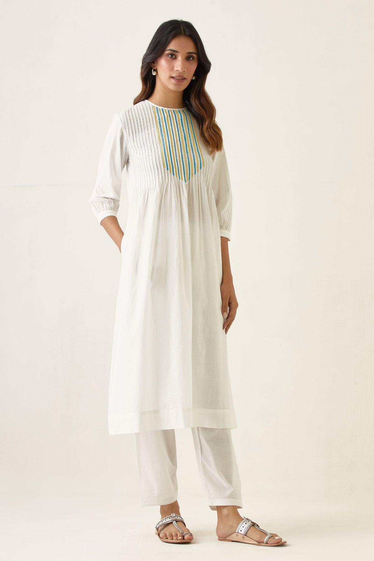 Off-White Pintuck Kurta Set