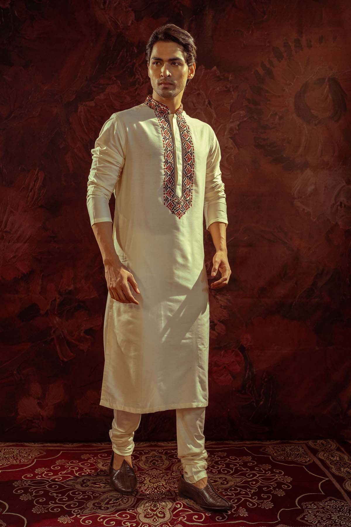 Buy Off White Cotton Kurta Set Online