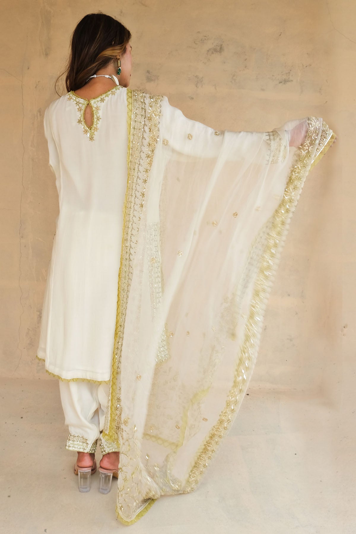 Off-white Gota Work Kurta Set